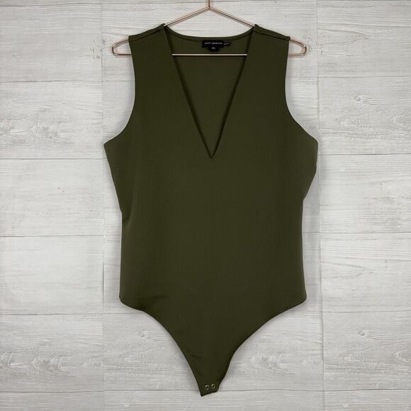 Good American Scuba Deep V Tank Bodysuit Plus Size 3XL Fatigue Green Sculpting - Picture 2 of 16